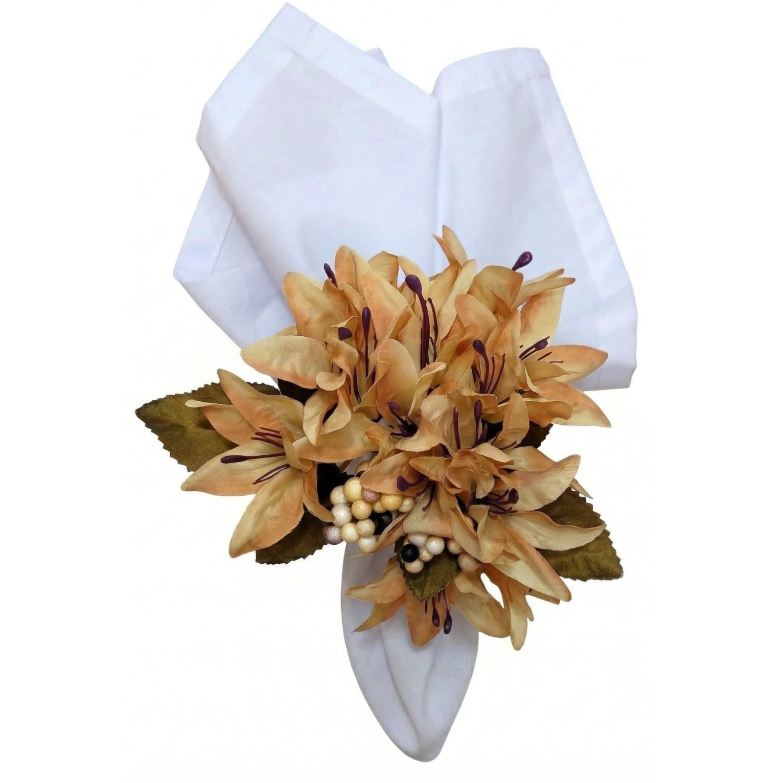 Lilies_Flower_Napkin_Ring_Caramel_2