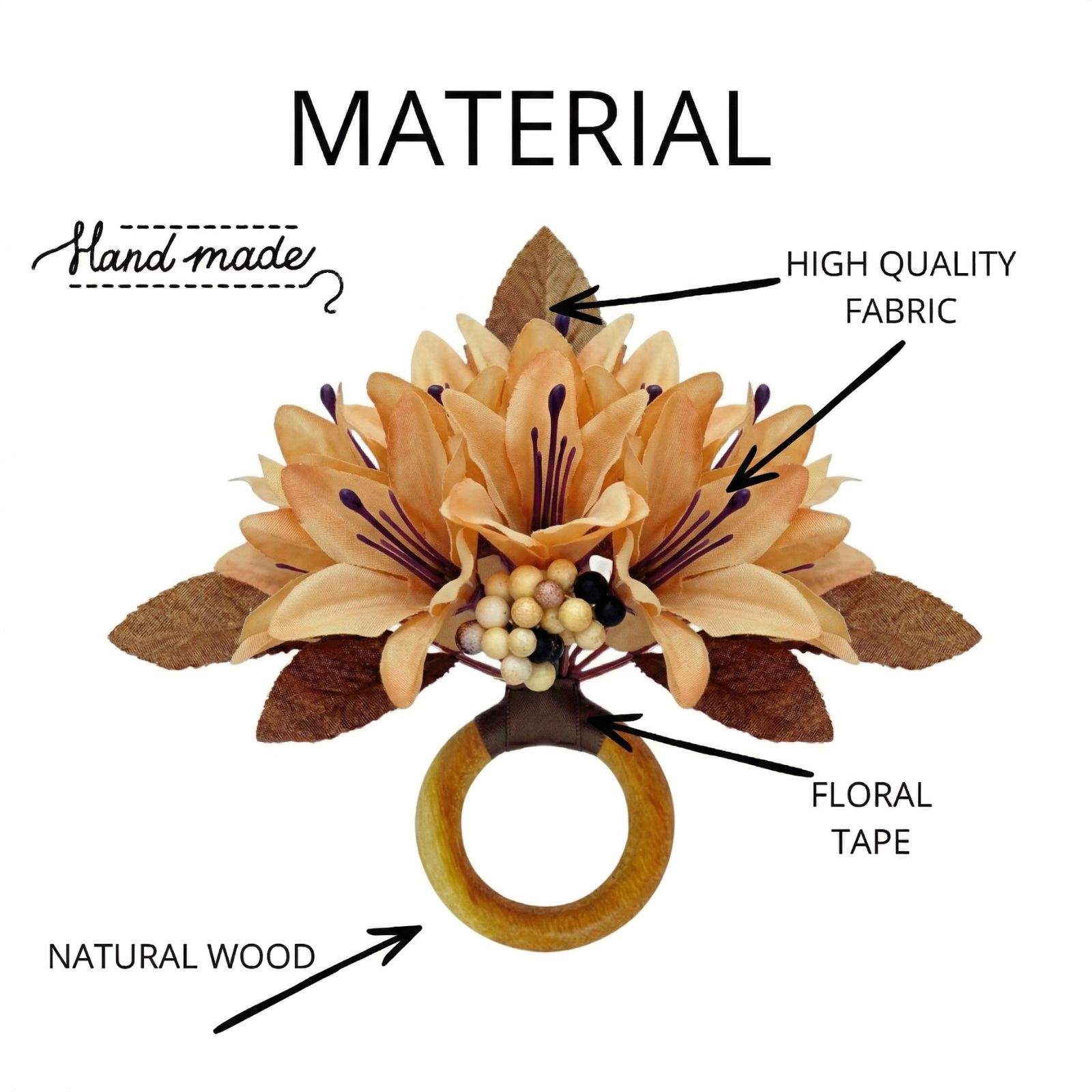Lilies_Flower_Napkin_Ring_Caramel_3