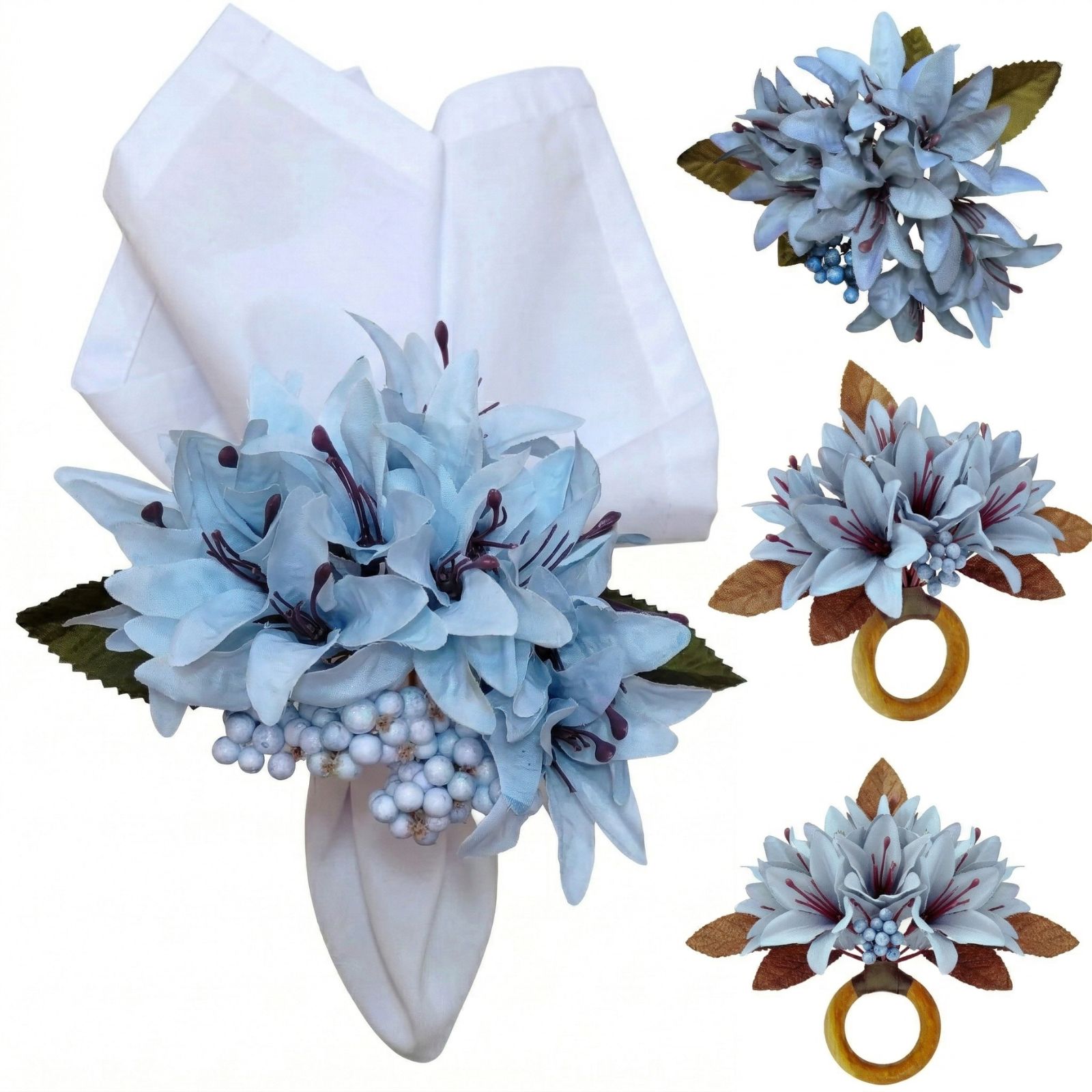 Lilies_Flower_Napkin_Ring_IceBlue_1