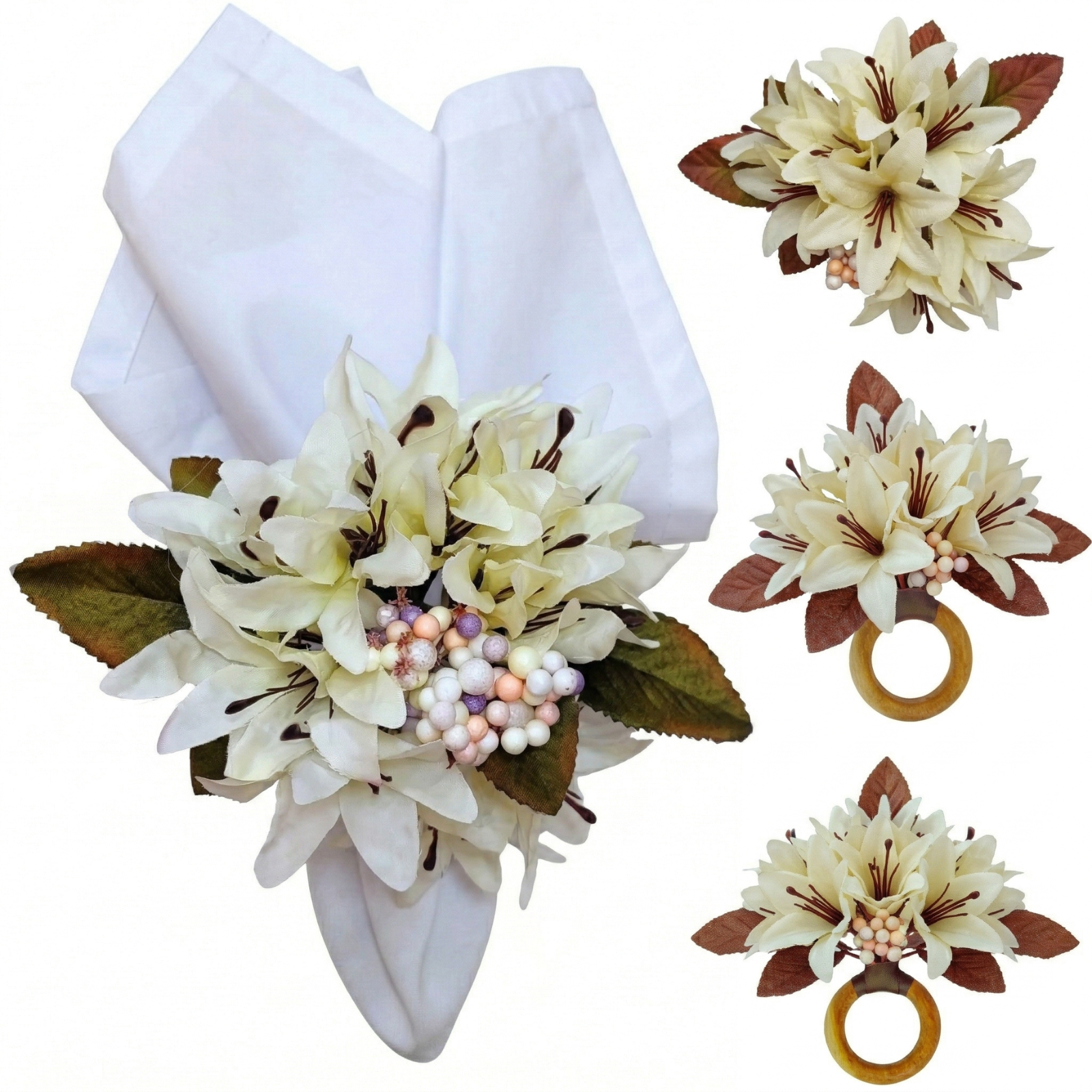 Lilies_Flower_Napkin_Ring_White_1